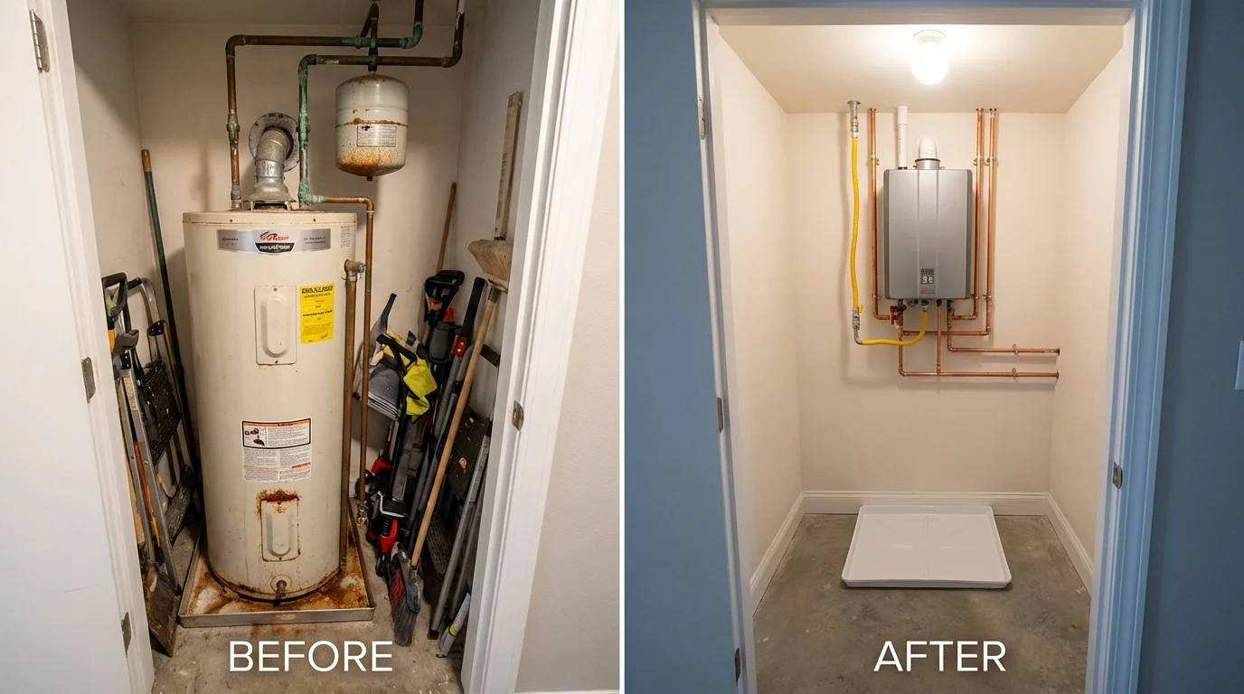 Tank water heater versus wall-mounted tankless unit comparison for Montrose, MI homeowners